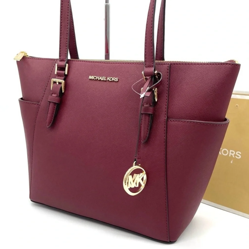 Michael Kors Large Charlotte Tote Bag Dark Cherry